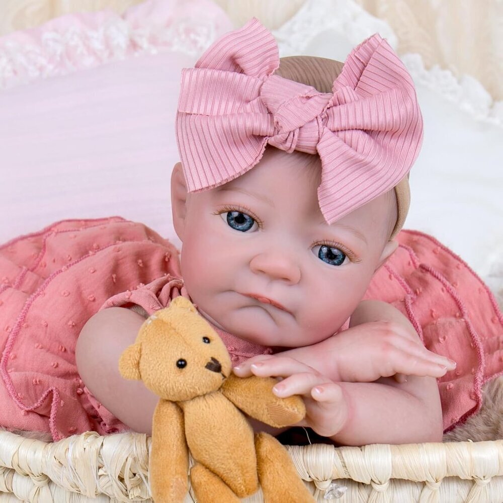 🆕20inch Soft Cloth Body Newborn Baby Poseable Limbs Pink Dress Baby Girl - Picture 3 of 7